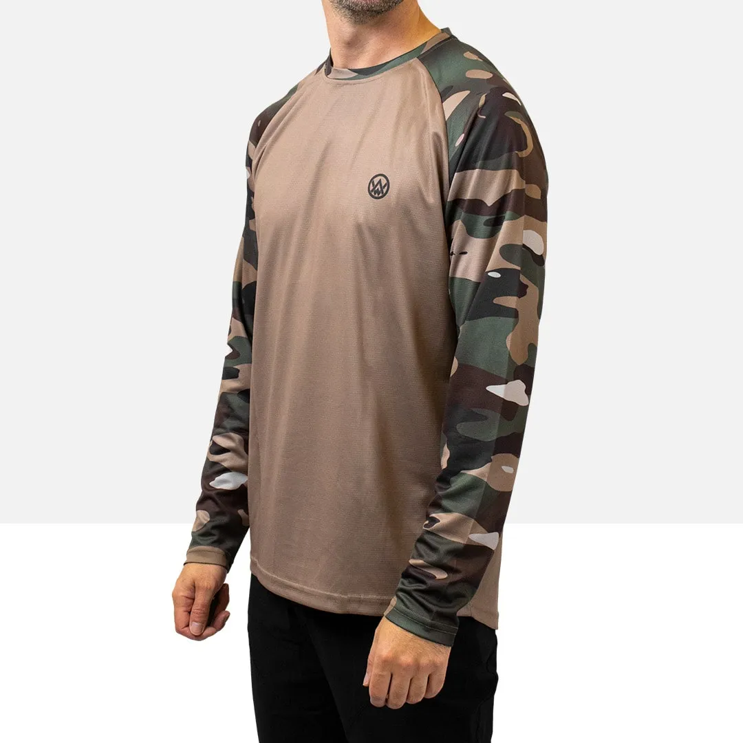 Woodland Camo Long Sleeve MTB Jersey (Sleeves Only Design)