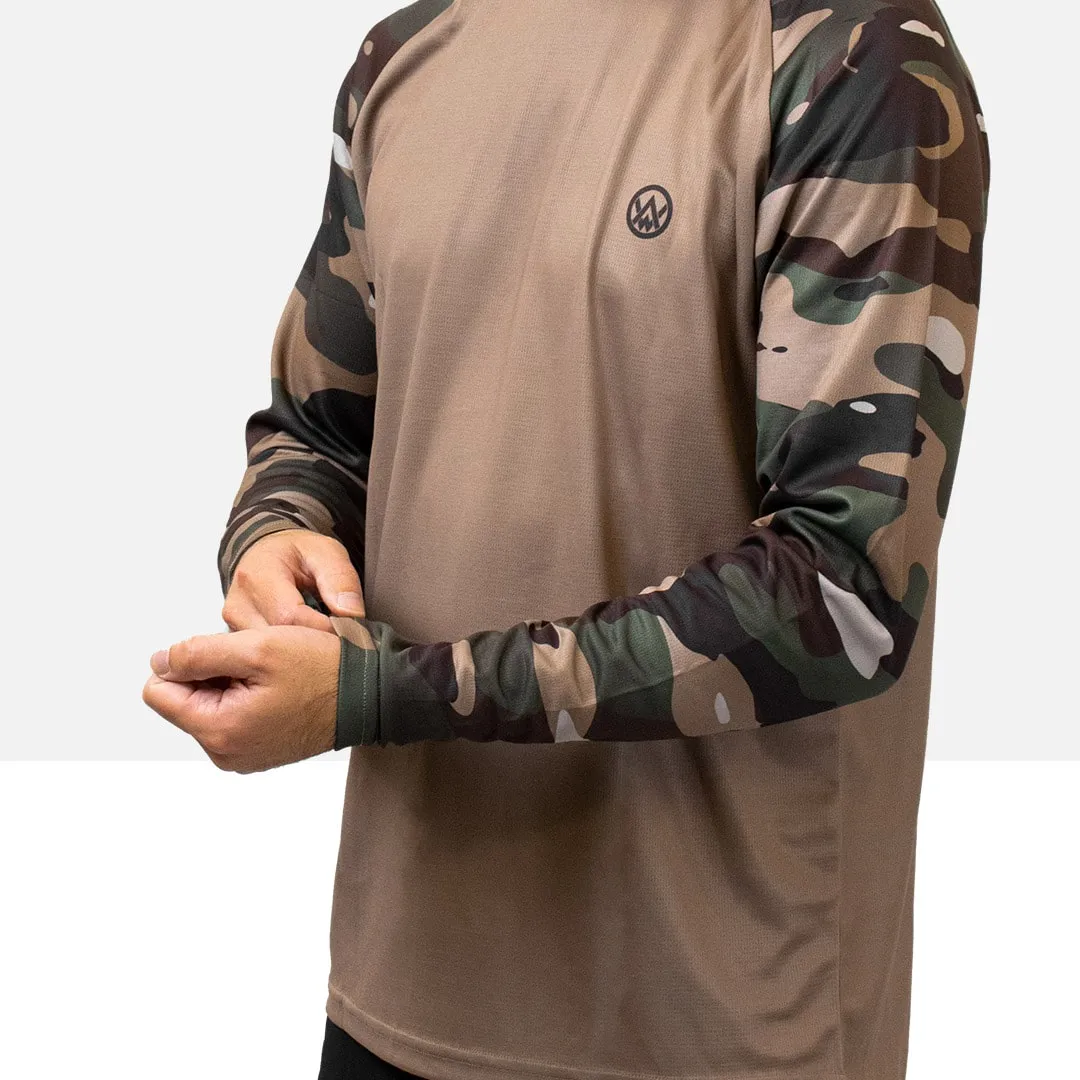 Woodland Camo Long Sleeve MTB Jersey (Sleeves Only Design)