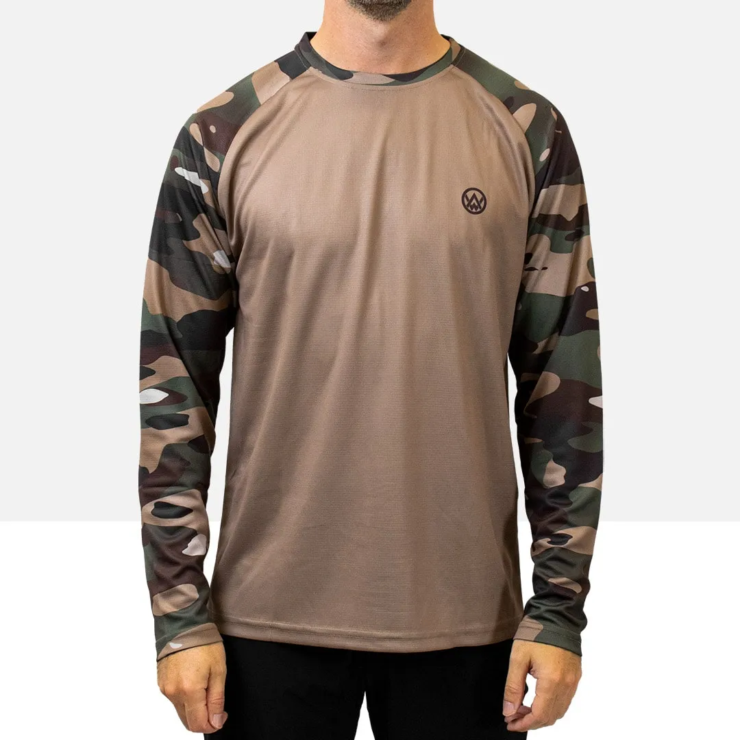 Woodland Camo Long Sleeve MTB Jersey (Sleeves Only Design)