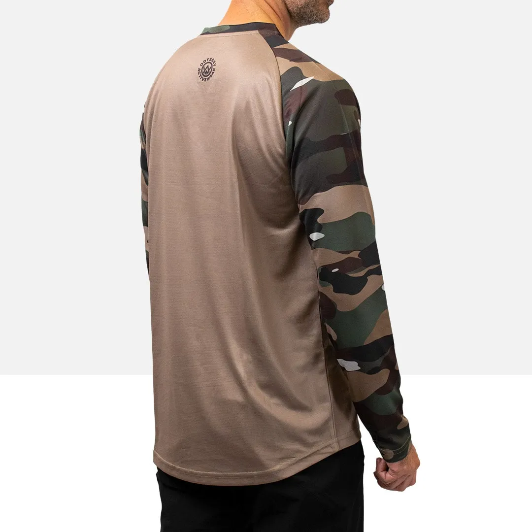 Woodland Camo Long Sleeve MTB Jersey (Sleeves Only Design)